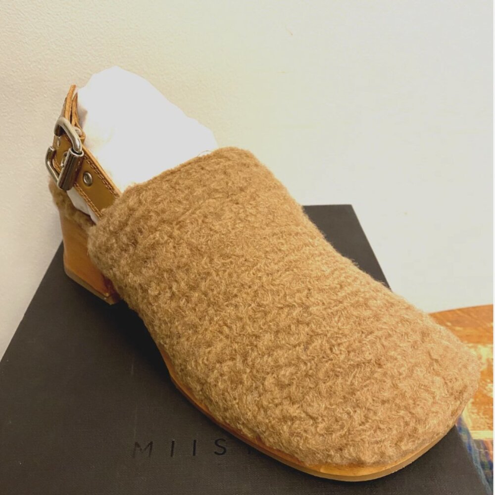 MIISTA LANA HARVEST GOLD MULES SLING BACK LEATHER TRIMMED